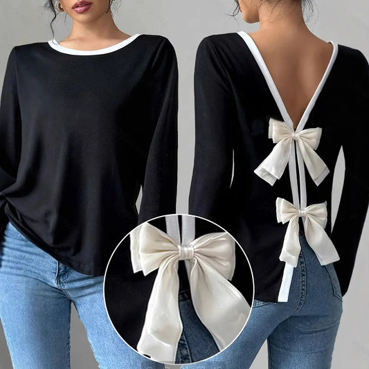 Women's Trendy Round Neck Two-Piece Illusionknit T-Shirt Women Gym From House