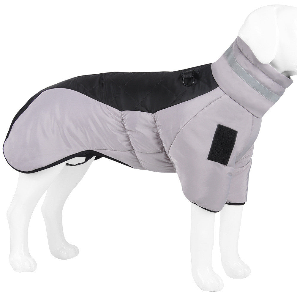 New Pet Dog Clothes Thickened With Reflective Warmth Pets Gym From House Grey black 2XL