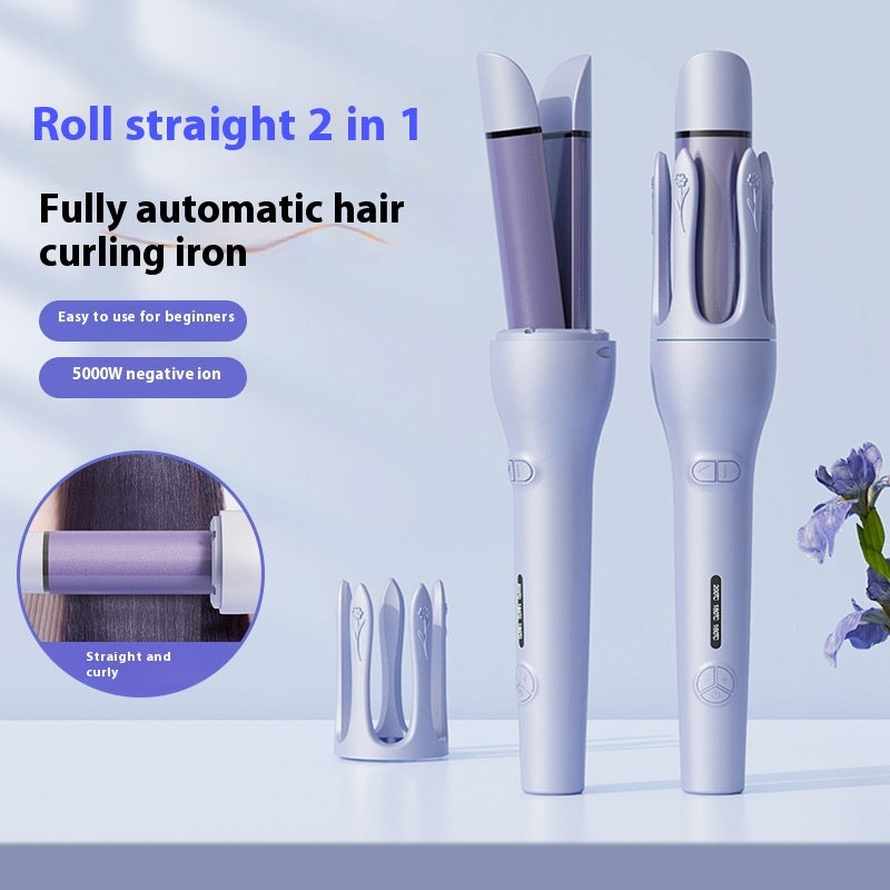 New 2 In 1 Automatic Hair Curler Straightener Magic Curler Beauty dealsniper-net Purple AU