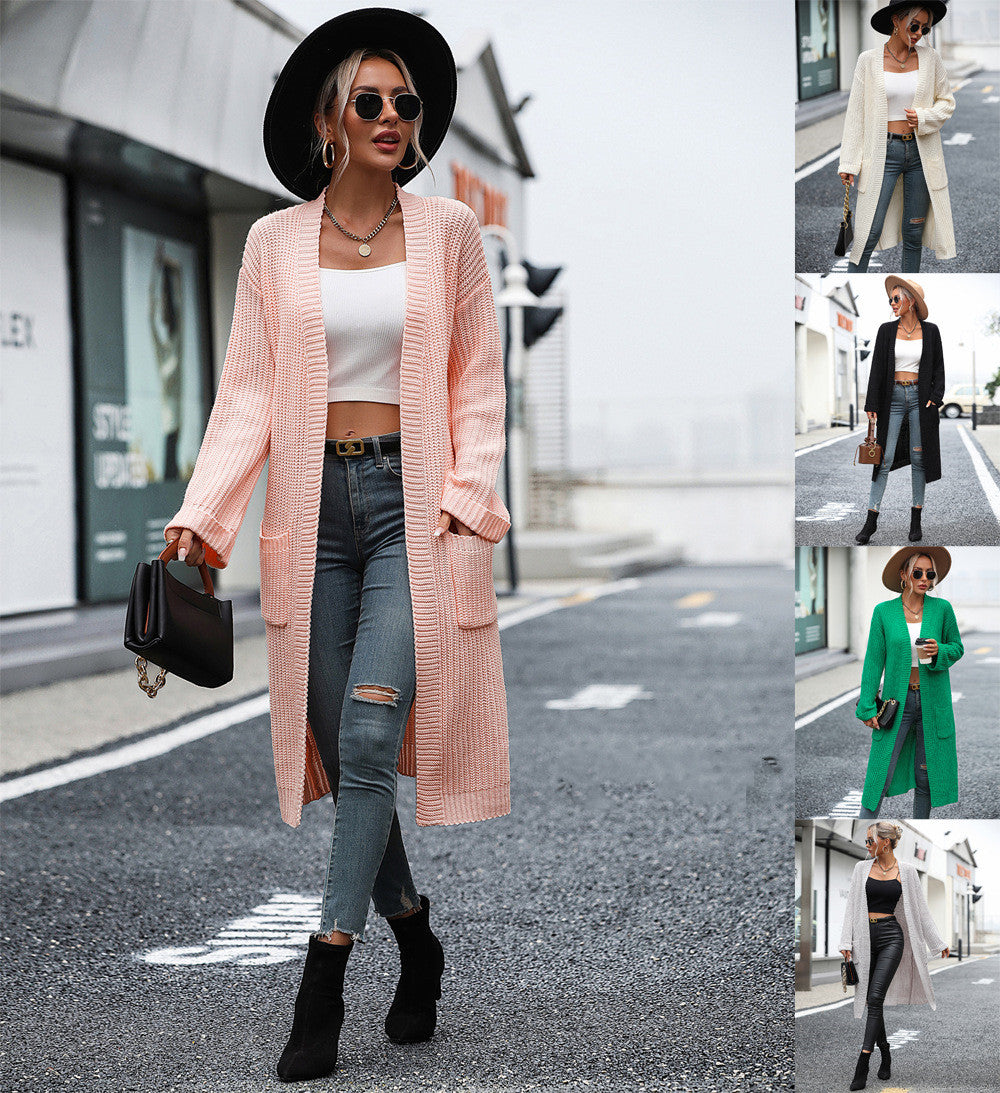 New Women's Solid Color Knitwear Women's Coat Sweater Women Gym From House