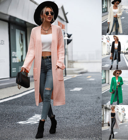 New Women's Solid Color Knitwear Women's Coat Sweater Women Gym From House