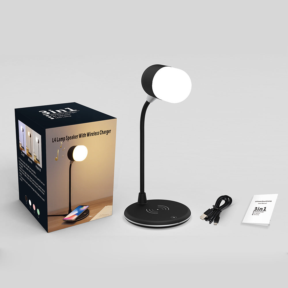 3 IN 1 Desk Lamp With Qi Wireless Charger Bluetooth Speaker House BlenderJuice.com CJ