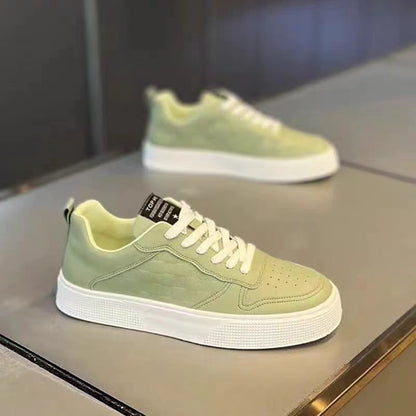 Casual Lace-up Sneakers Men Fashion Breathable Plaid Flats Shoes Men DealSniper.net BT88 Green Size39