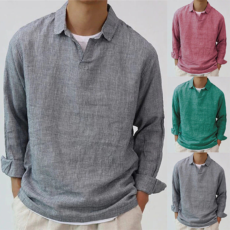New Fashion Men's Pullover Shirt Solid Color Long Sleeve Men Gym From House