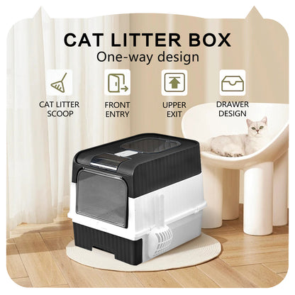 Super Large Capacity Cat Litter Box - Easy To Clean Pets dealsniper-net Black