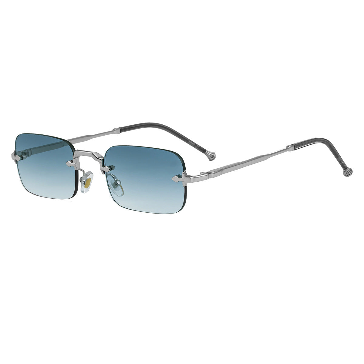 New Style Frameless Metal Temple Sunglasses For Men And Women Men Gym From House C5 silver a blue