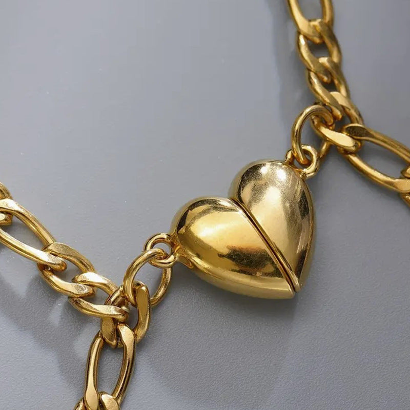 Simple Heart-shaped Titanium Steel Love Magnet Suction Jewelry Gym From House