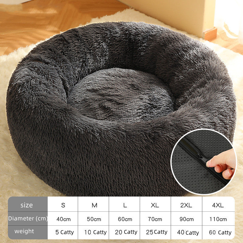 Warm Plush Pet Nest Round Fashion Pets Gym From House Dark Grey 2XL