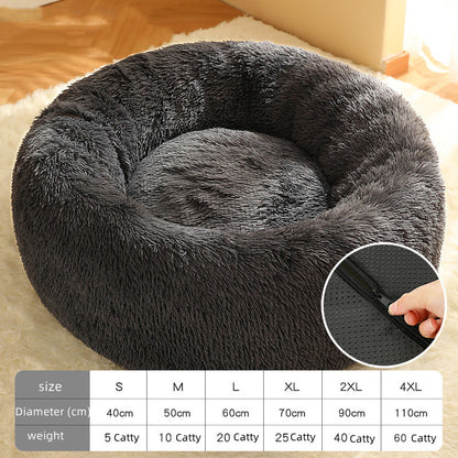 Warm Plush Pet Nest Round Fashion Pets Gym From House Dark Grey 2XL