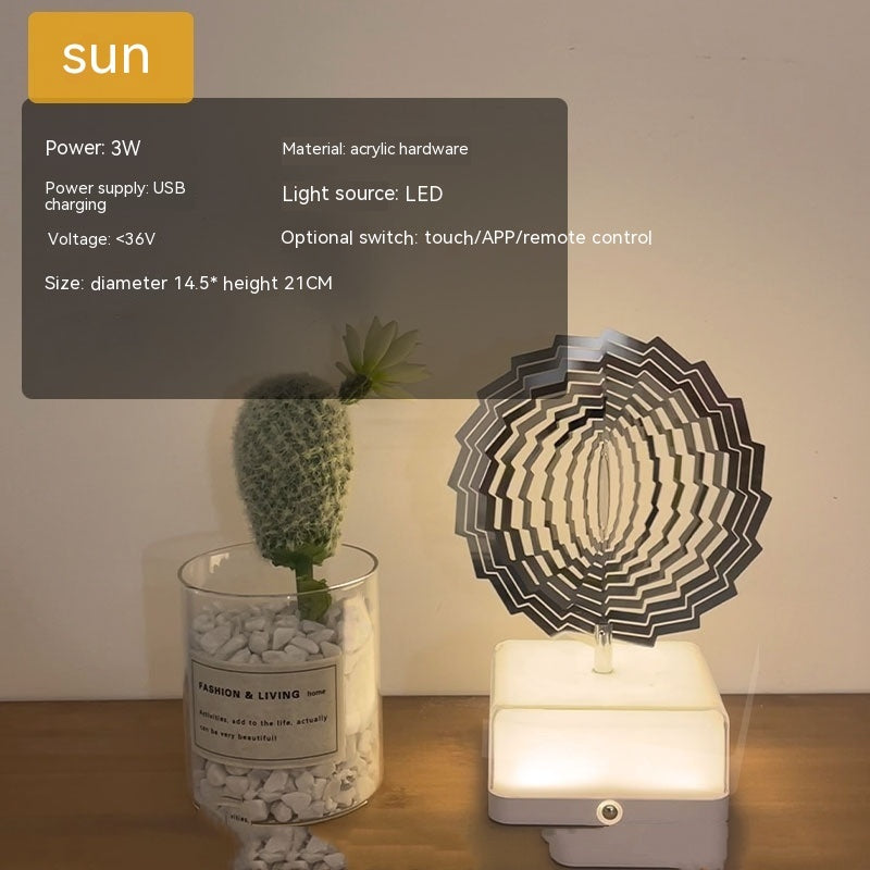 Creative Three-dimensional Rotating Ambience Light Bedroom Home Decor Gym From House 16 Mobile Phone Sun USB