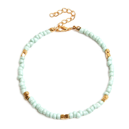 New Golden Rice Bead Beach Anklet Women Jewelry Gym From House Light Green
