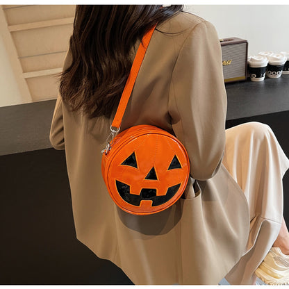 Halloween Pumpkin Small Round Bag Girls Funny Cute Shoulder Bag Women dealsniper-net