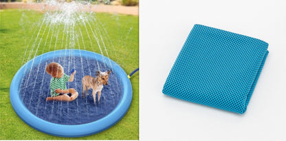 Non-Slip Splash Pad For Kids And Pet Dog Pool Summer Outdoor Pets dealsniper-net Blue set 150cm