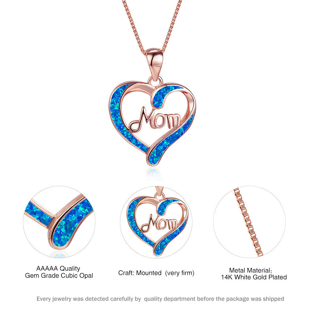 Love-shaped MOM Letter Pendant Necklace Mother's Day Gift Jewelry Jewelry dealsniper-net