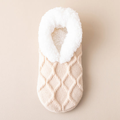 Winter Warm Short Cotton Slipper Socks Unisex Fluffy Socks Women dealsniper-net Apricot Free Size