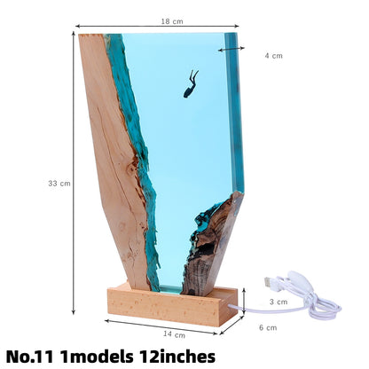 Marine Cave Diver Desktop Decoration Creative Art Lamp Holder