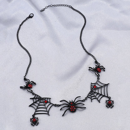 Halloween Spider And Spider Web Necklace Personality Clavicle Jewelry dealsniper-net