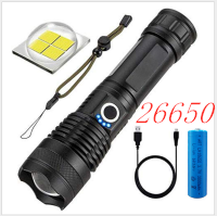 Strong Light Flashlight, Rechargeable, Zoom Power Display, Outdoor Super Bright And Portable Outdoor dealsniper-net P50 wick 26650battery