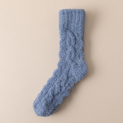 Winter Warm Fuzzy Coral Fleece Socks Women Men Men dealsniper-net Blue One Size