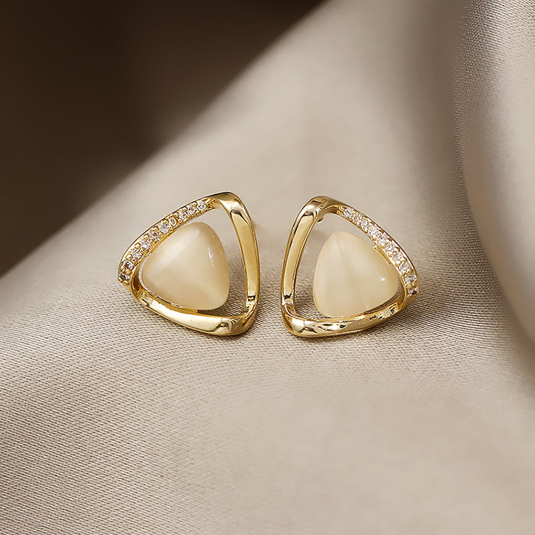 Cat's Eye Flower Earrings High Sense Geometry Earrings Jewelry Gym From House Triangle