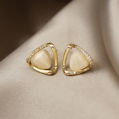 Cat's Eye Flower Earrings High Sense Geometry Earrings Jewelry Gym From House Triangle