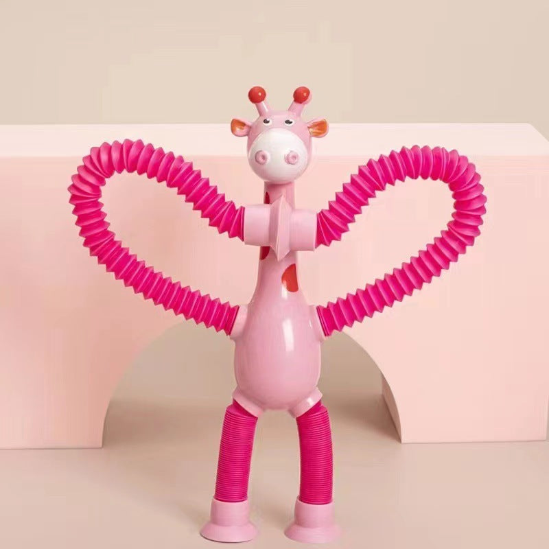 Giraffe Tubes Sensory Toys Novelty Spring Fidget Toy Kids dealsniper-net Pink With lights