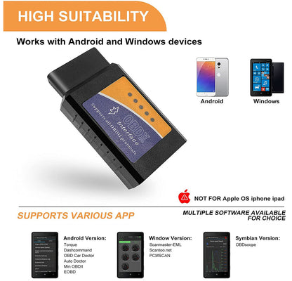 Bluetooth OBD2 OBDII Car Diagnostic Scanner Tool Check Engine Fault Code Reader Vehicle dealsniper-net