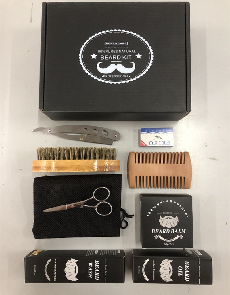 Men's Beard Grooming Kit Beard Roller Cleaning Disinfectant Men dealsniper-net Suit A