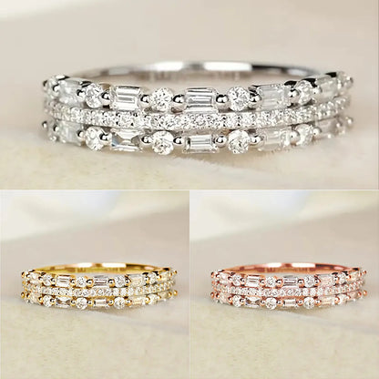 Multilayer Ring Three-layer Fine Circle Line Setting For Women Jewelry dealsniper-net