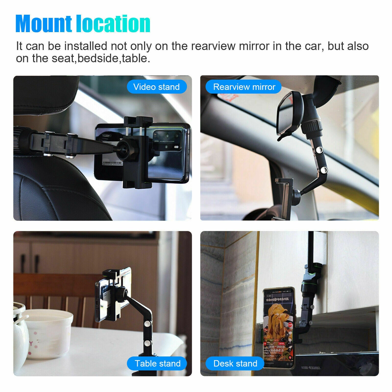 Universal 360 Rotation Car Rear View Mirror Mount Stand GPS Cell Phone Holder US Phones DealSniper.net