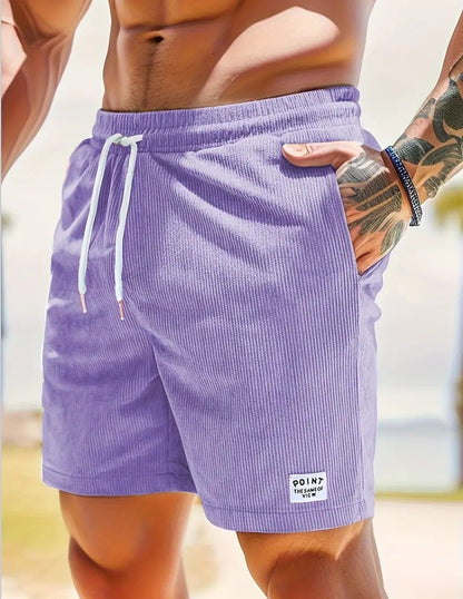 Lace-up Drawstring Shorts Summer Corduroy Sports Short Pants Mens Clothing Men dealsniper-net 2XL Purple 1PC