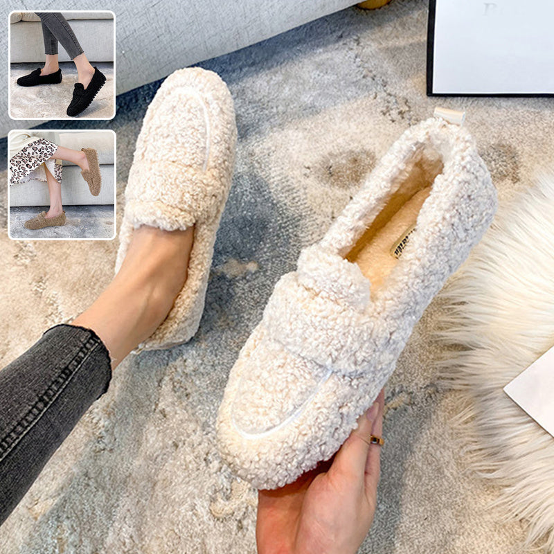 Winter Plush Flats Shoes Ins Fashion Slip On Loafers Women null