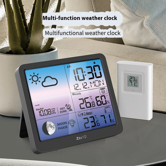 LCD Color Screen Weather Forecast Bell Radio Control Clock Gadgets dealsniper-net