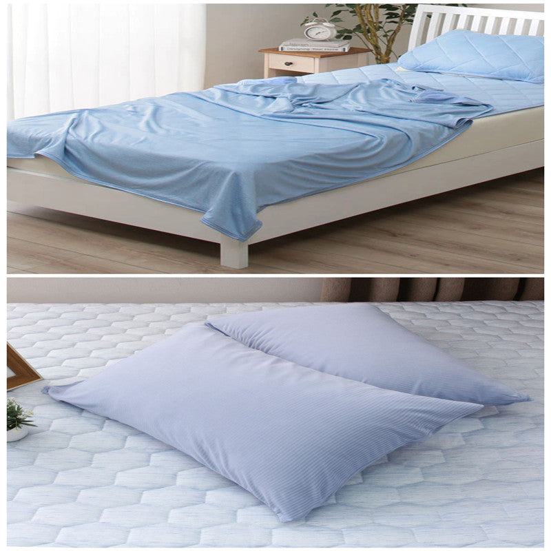Cooling Blanket Cooling Fiber Absorb Heat Washable Cover House DealSniper.net Blue set 140x190cm
