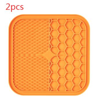 Suction Cup Licking Pad Anti-Choking Slow Food Basin Pets dealsniper-net Orange S 2PCS