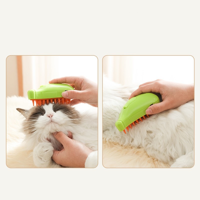 3 In 1 Pet Steam Brush Cat Dog Cleaning Steamy Spray Pets dealsniper-net Green 2pc