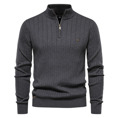 Men's Stand Collar Sweater Fashion Half-zipper Solid Color Men DealSniper.net Dark Gray L