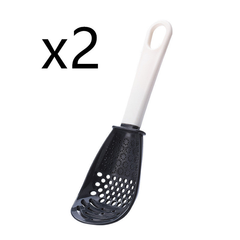 Multifunctional grinding and crushing colander and draining spoon House dealsniper-net Black 2pcs