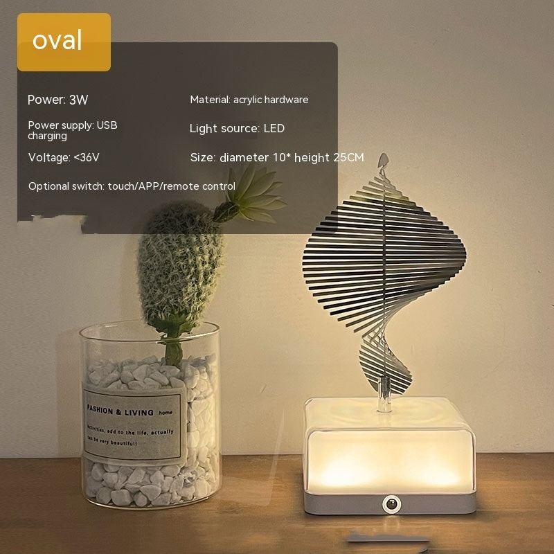 Creative Three-dimensional Rotating Ambience Light Bedroom Home Decor Gym From House 16 Mobile Phone Oval USB