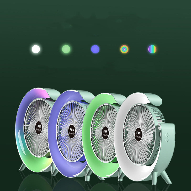 New Bright Night Light Charging Fan Desktop Silent Mini Electric Fan