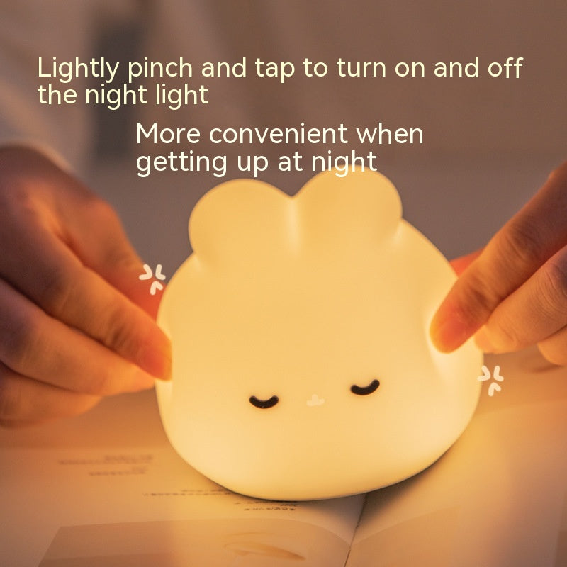 Simple Children Get Up Rabbit Silicone Sleeping USB Charging Night Light Home Decor Gym From House