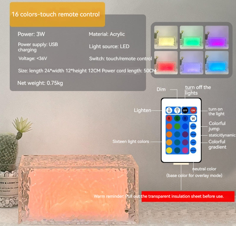 Ice Cube Small Night Lamp Creative Decoration Romantic Home Decor DealSniper.net USB 16 Colors