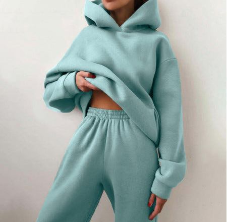 Women's Casual Hooded Sweater Two-piece Suit Clothes Hoodie Tracksuit Women DealSniper.net Light green 2XL
