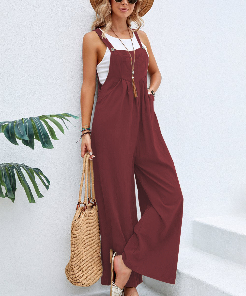 Women Long Bib Pants Overalls Casual Loose Rompers