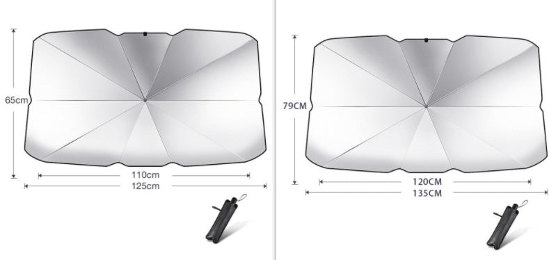 Foldable Car Windshield Sun Shade Umbrella UV Protection Vehicle DealSniper.net Coated silver Set