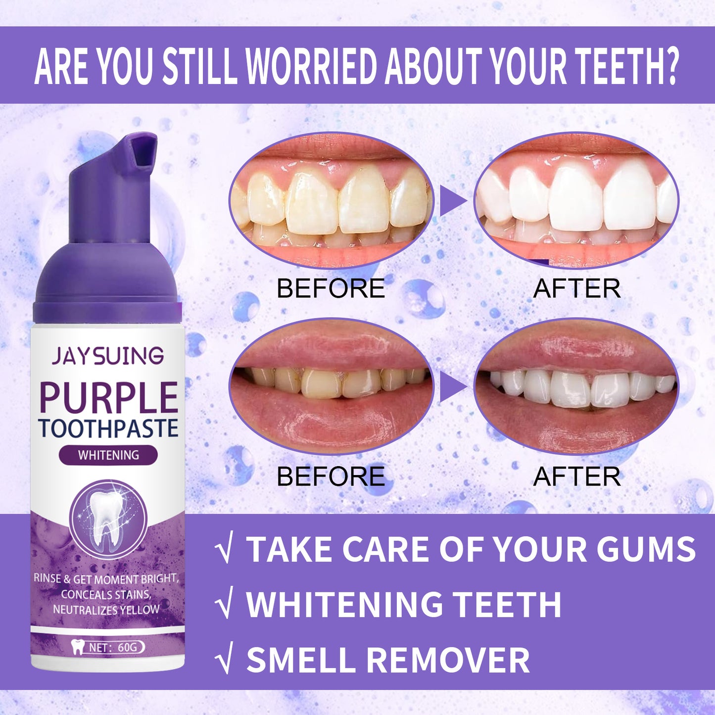 Purple Tooth Whitening Toothpaste Brightens Teeth