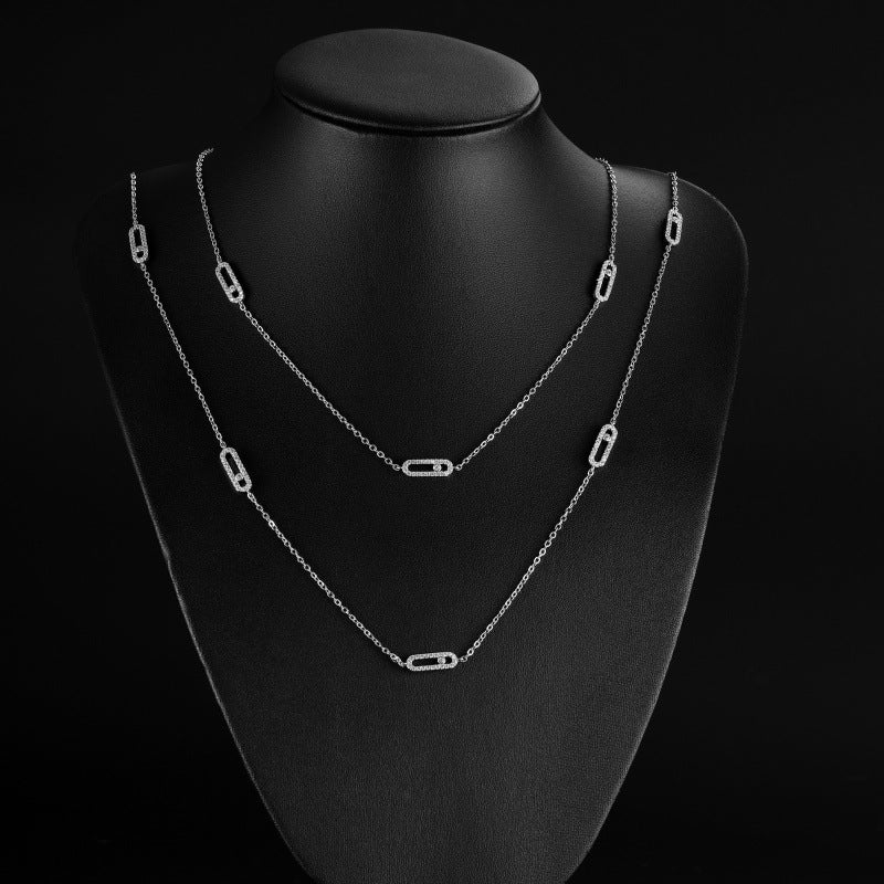 Cross-Border Classic Square-Shaped Light Luxury High-End Necklace Jewelry Gym From House Np2315 white