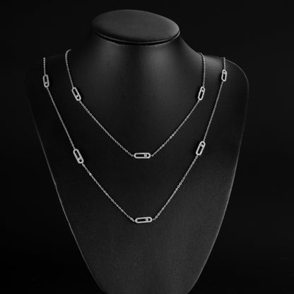 Cross-Border Classic Square-Shaped Light Luxury High-End Necklace Jewelry Gym From House Np2315 white
