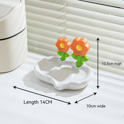 Draining Flowers Soap Dish Home Creative House DealSniper.net Cartoon Orange