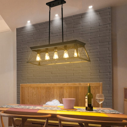 5 Lamps Farmhouse Chandelier For Dining Room, Metal Rustic Chandelier Island Lamp, Modern Rectangular Island Lamp For Kitchen, Living Room Pure Black - No Bulbs Unavailable Platforms- Temu Kitchen DealSniper.net
